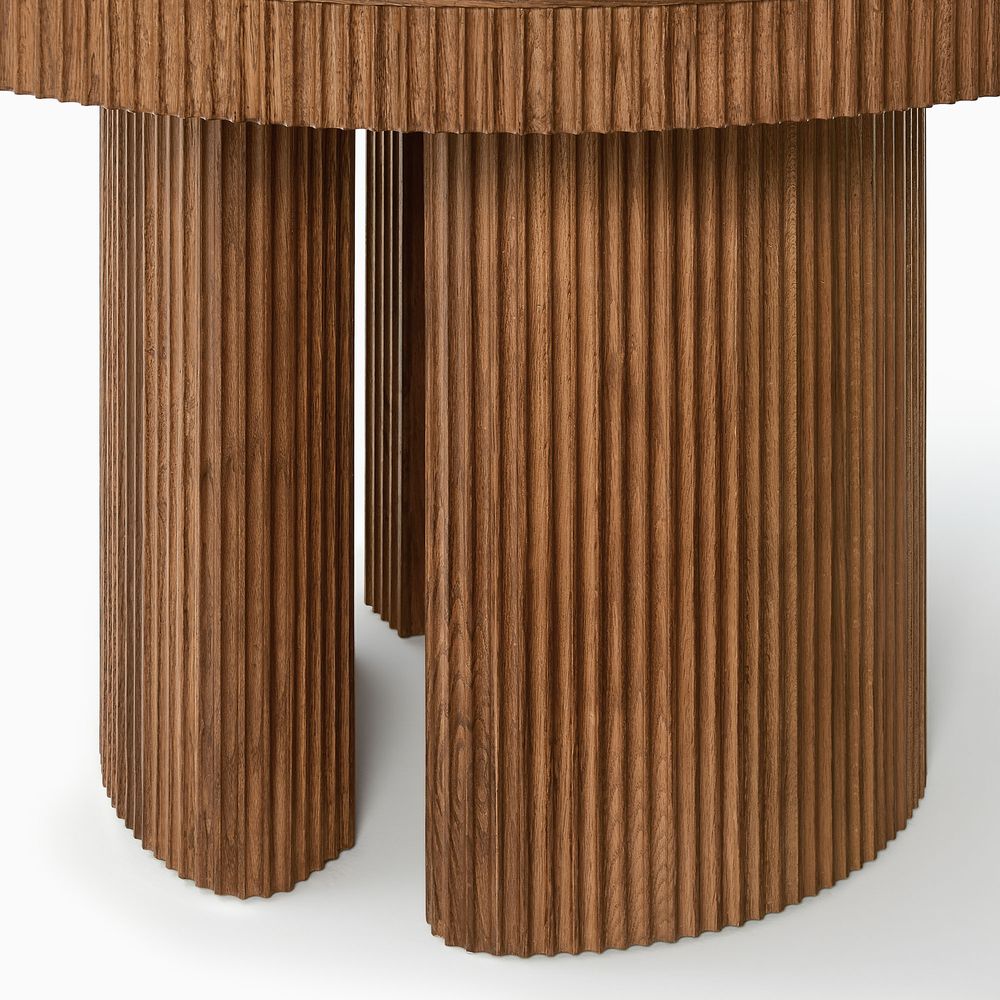 48 inch  Round Dining Table with Solid Wood Fluted Design Base