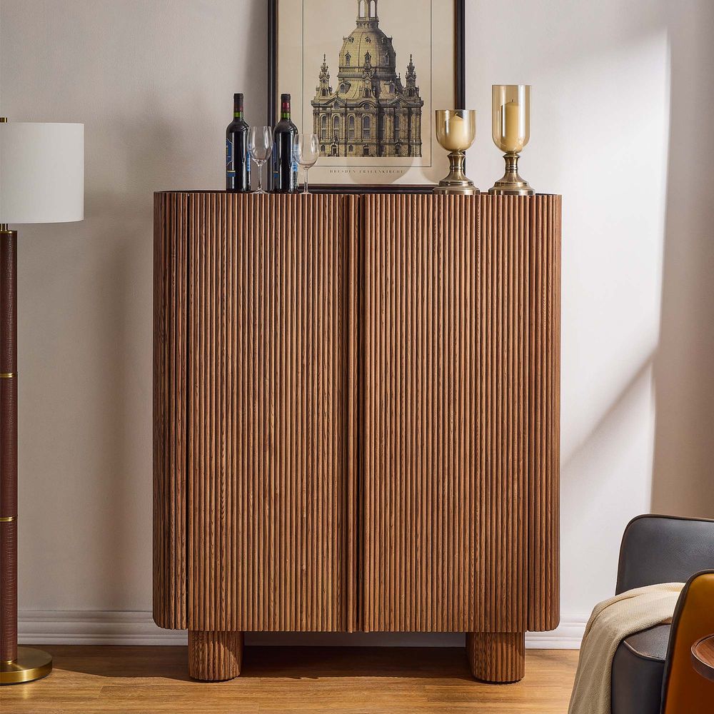 47 inch  Oak Bar Cabinet for Dining Room