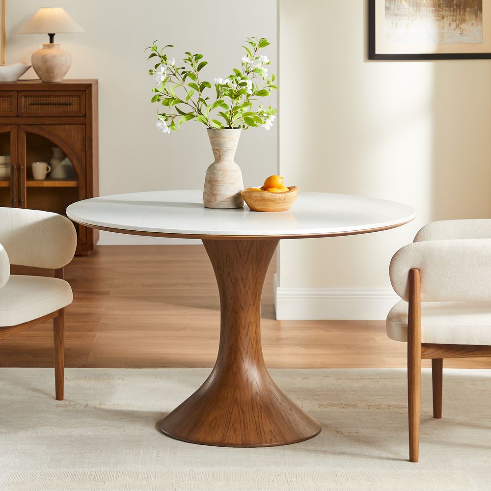47 Inch Round Marble Dining Table