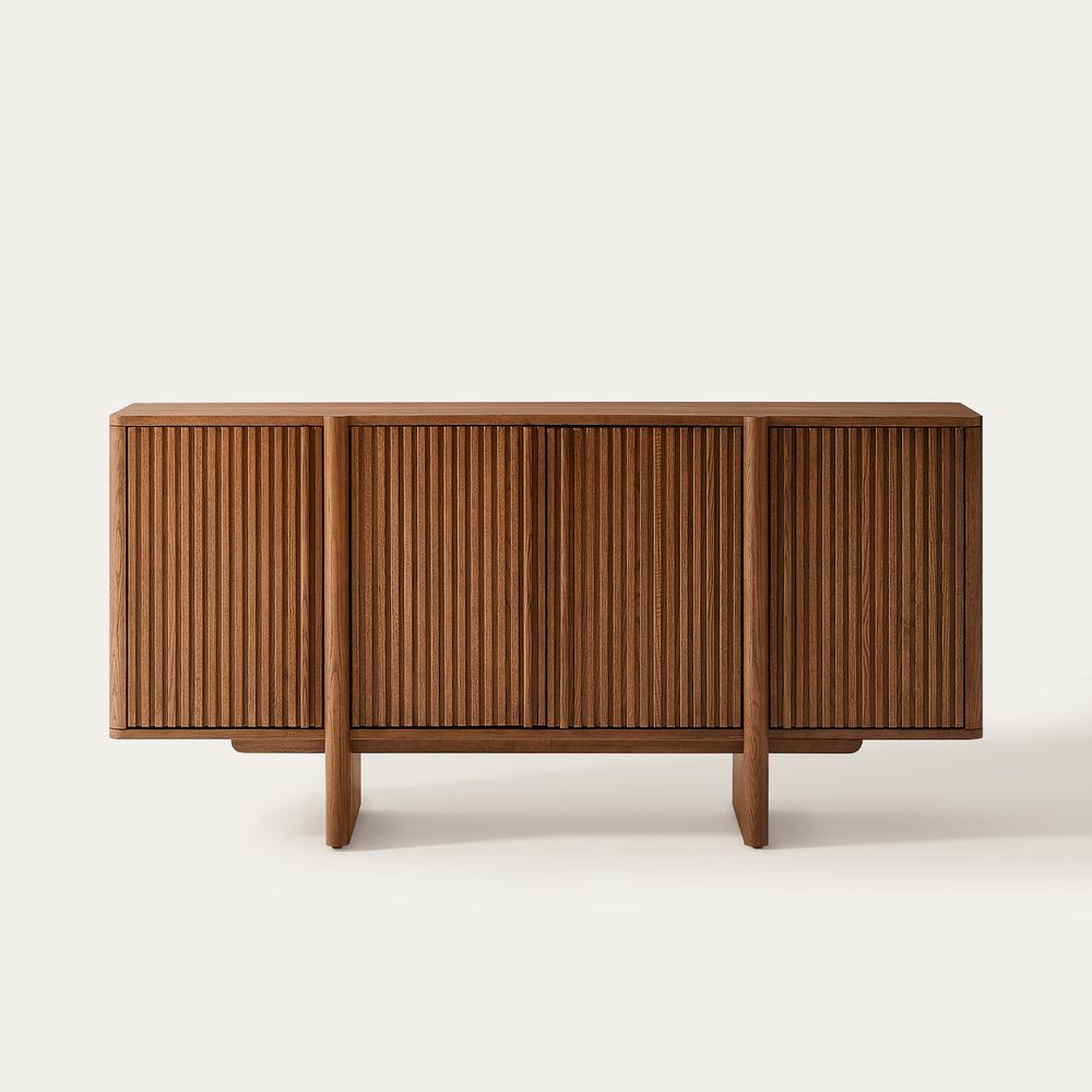 63 Inch Solid Wood Wood Sideboard Buffet with Storage