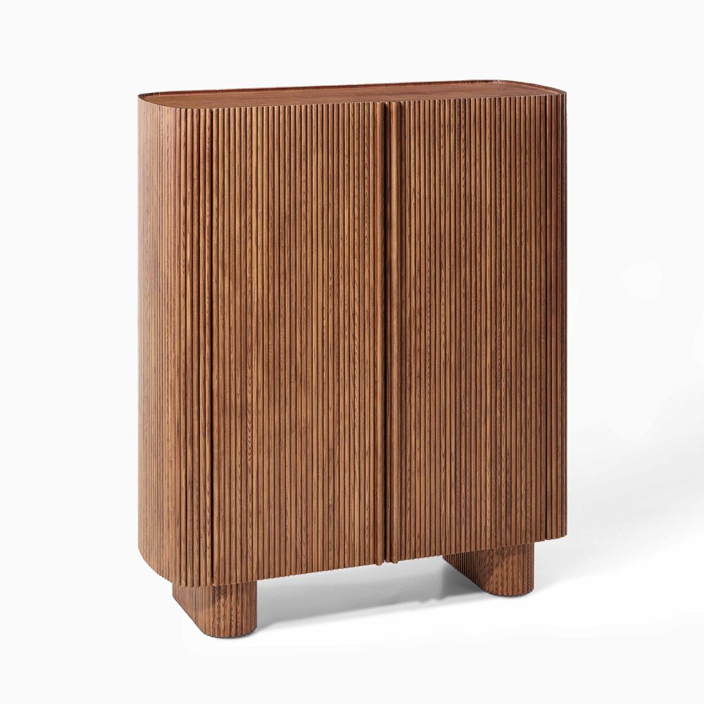 Brown Solid Wood Bar Cabinet