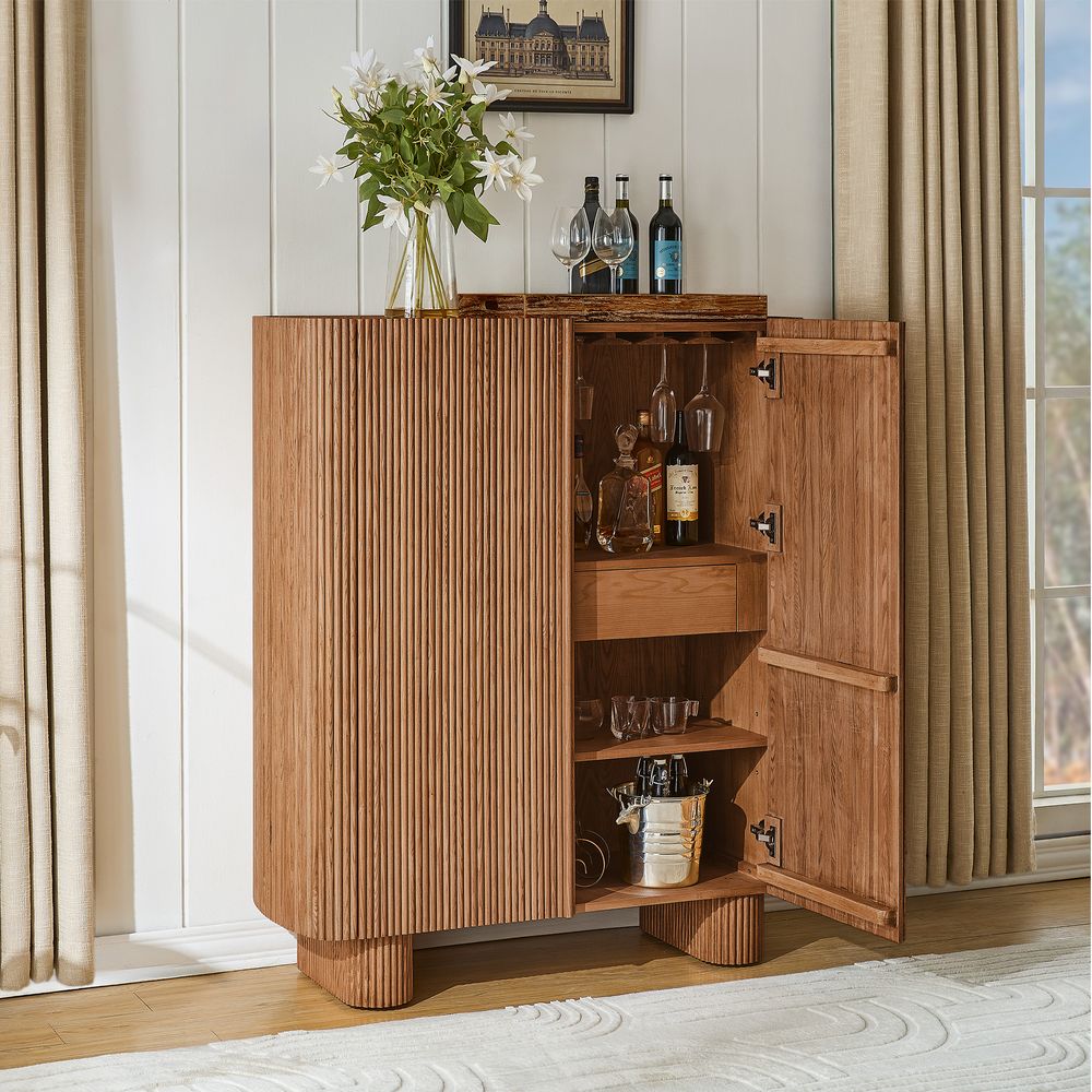 47 inch  Oak Bar Cabinet for home bar