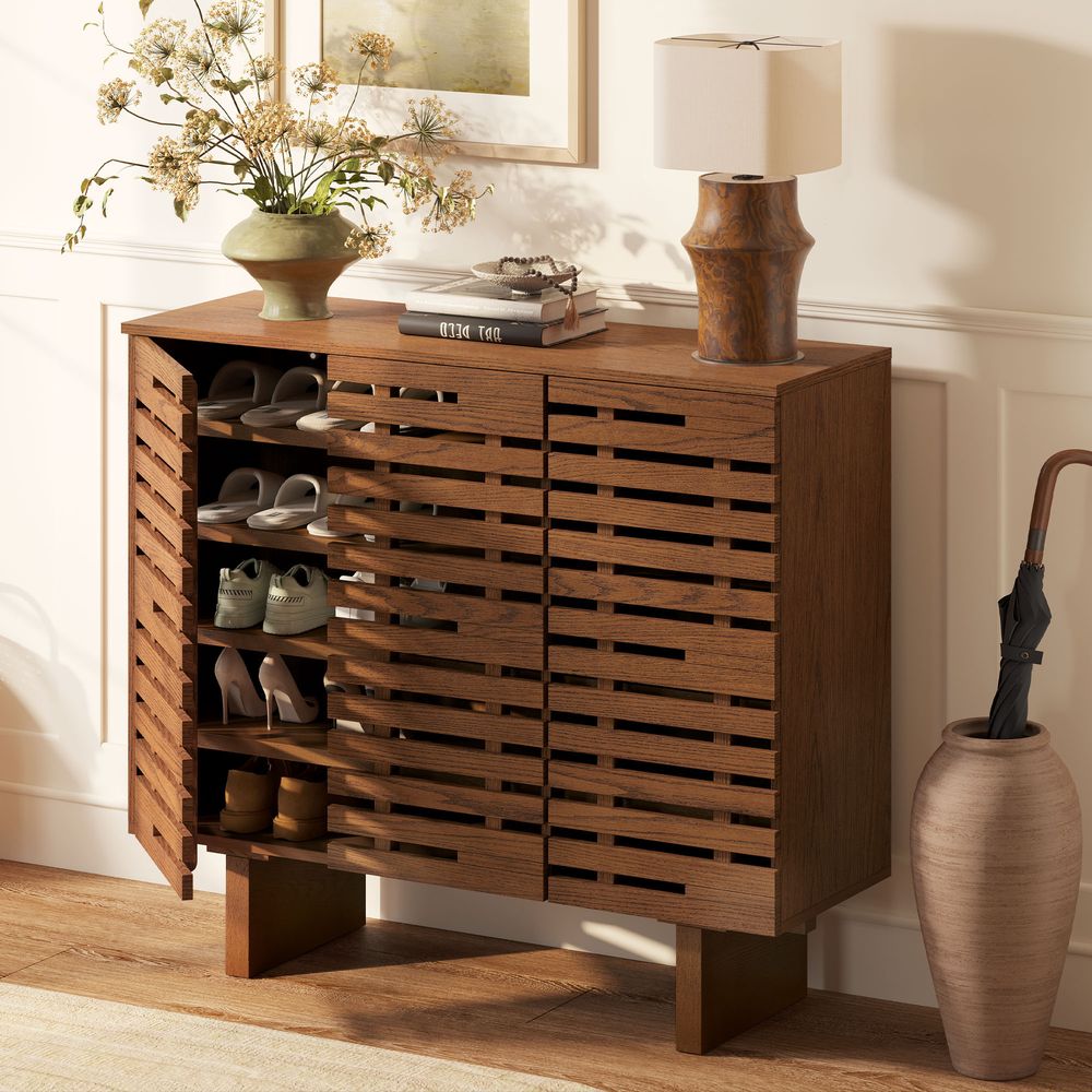 Wood Shoe Storage Hollow Design