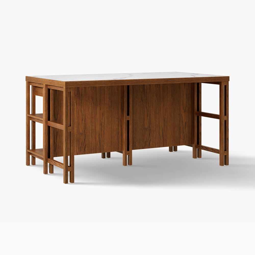 MCM 72 inch  Kitchen Island with Sintered Stone Tabletop