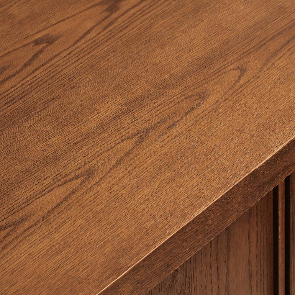 Brown Wooden Kitchen Island with Oak Veneer