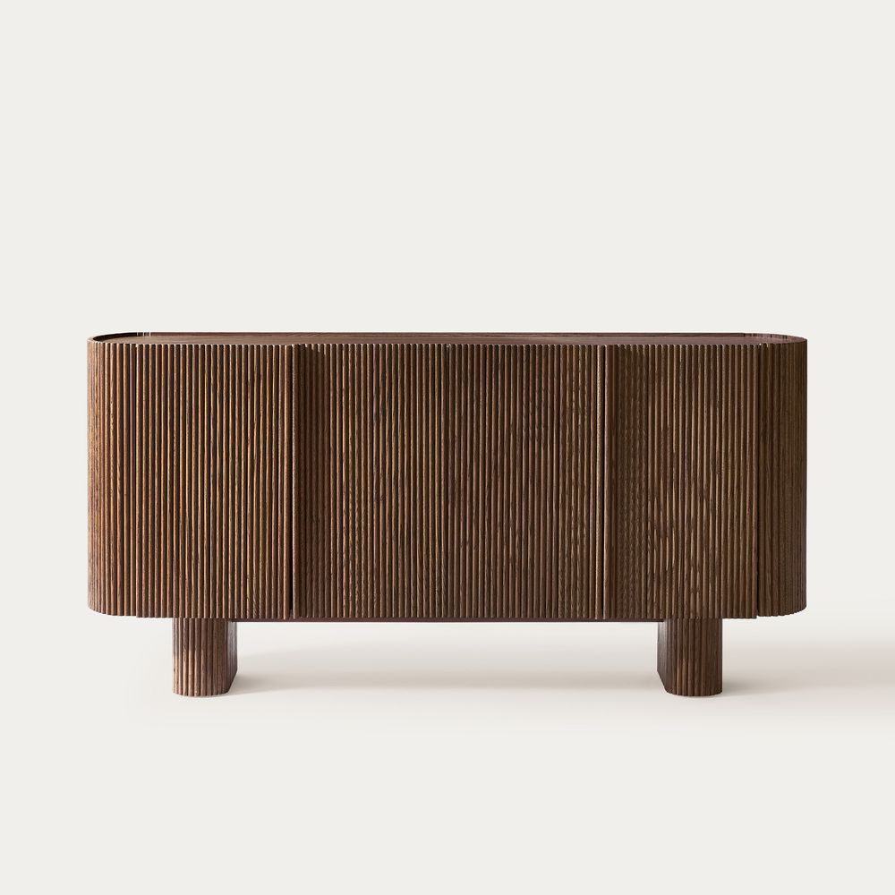 Dark wood fluted sideboard