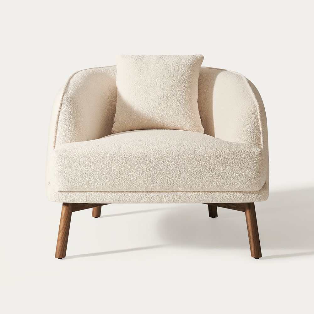 white bouclé chair