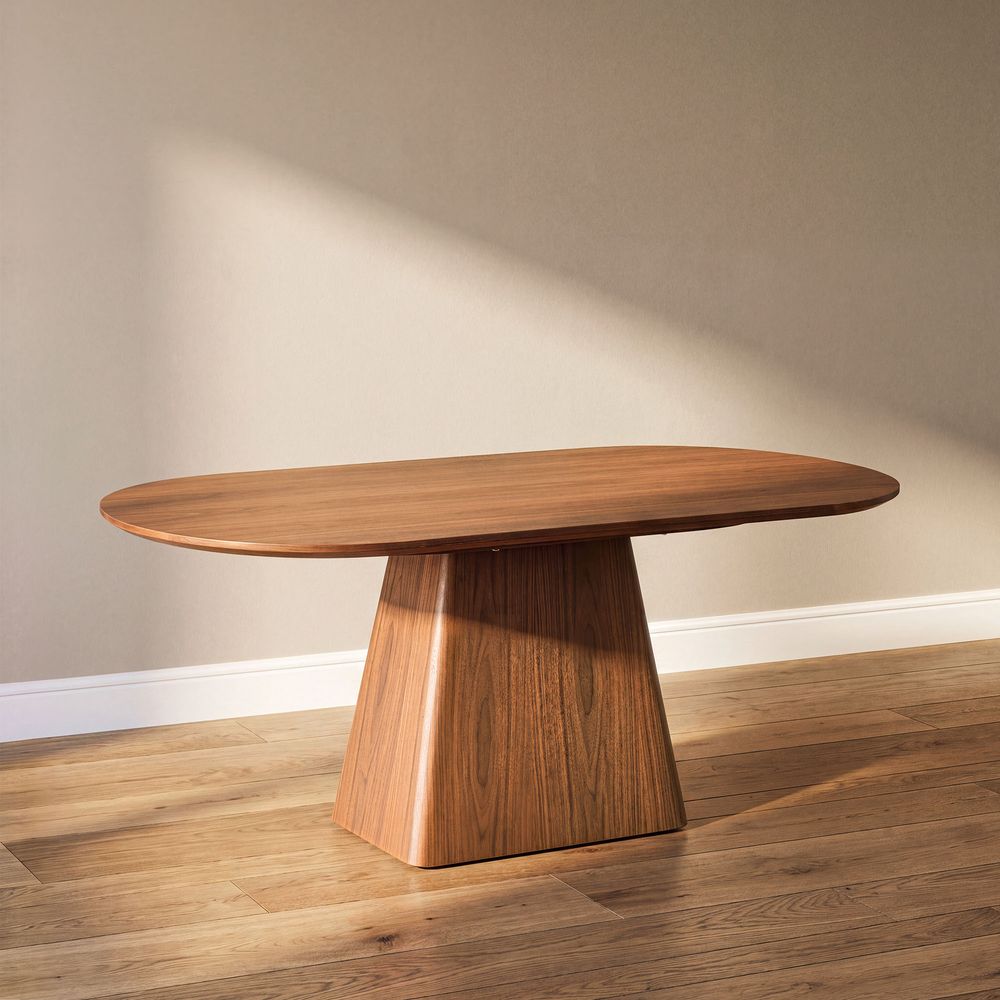 72 inch  Oval Walnut Wooden Dining Table for 4 to 6