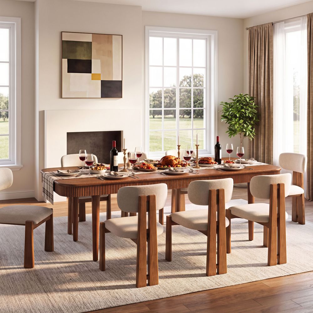 72 92 inch  Solid Oak Wood Extendable Dining Table for Dining Room