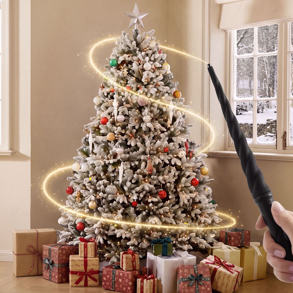 CastGlow 6.5 Ft Artificial Christmas Tree Full Flocked