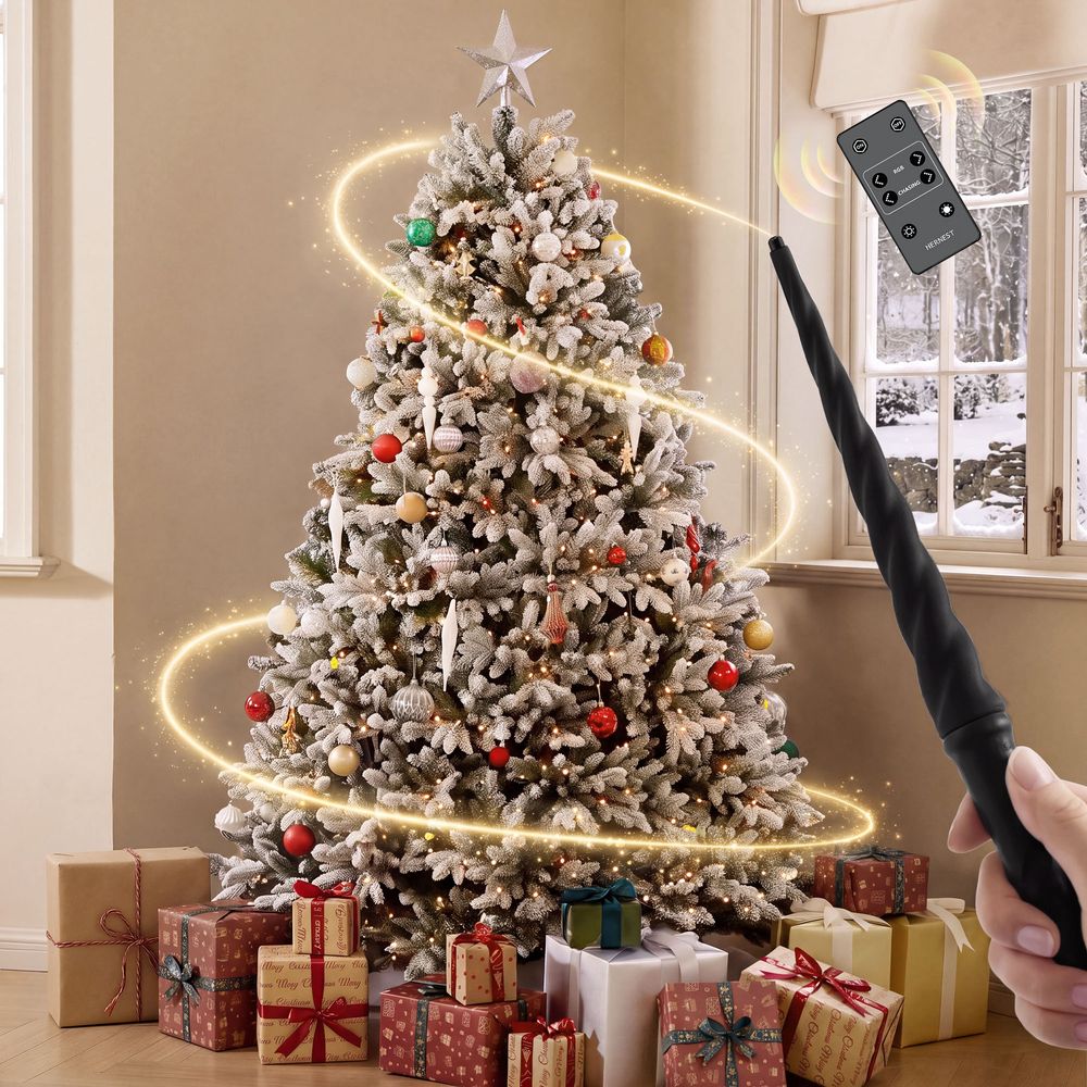CastGlow 6.5-Foot Full Flocked Artificial Christmas Tree 