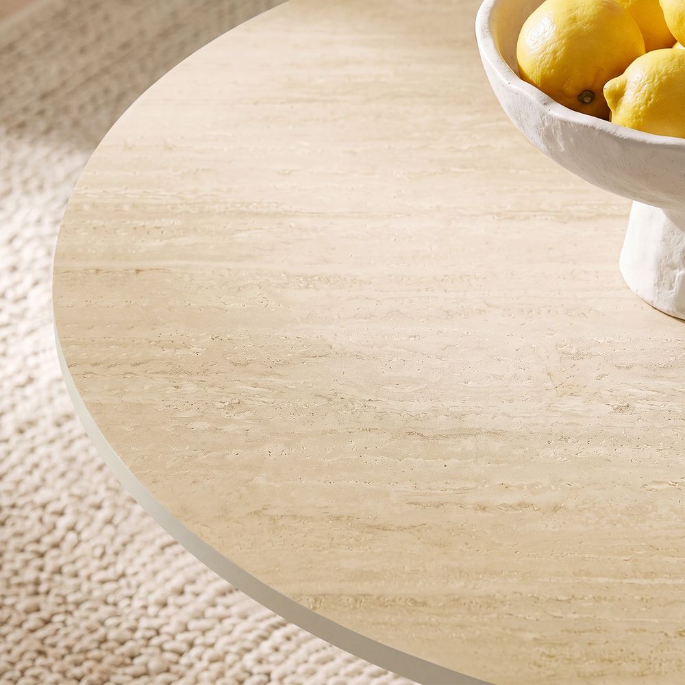 A close-up detail of the Hernest Thorsten 84 inch Oval Dining Table shows the smooth, durable Sintered Stone surface texture. - image 6 of 10