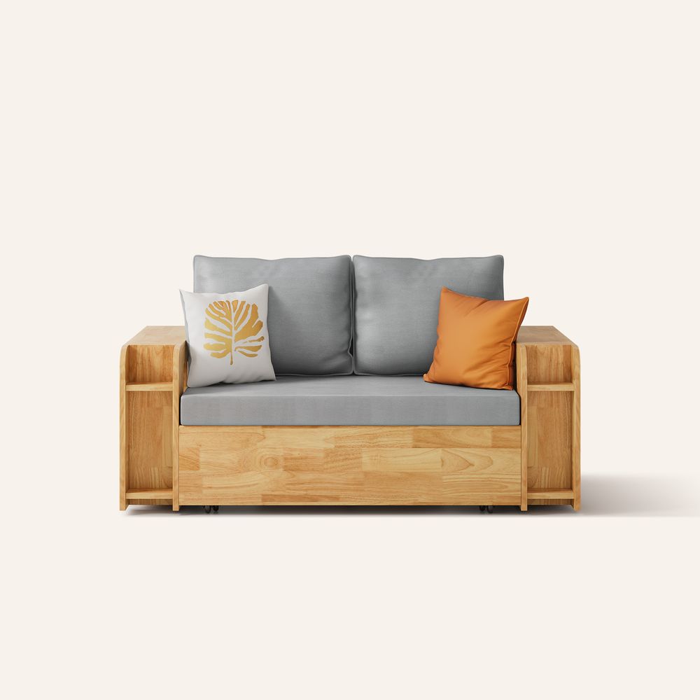 Technological fabric Solid Wood Sleeper bed