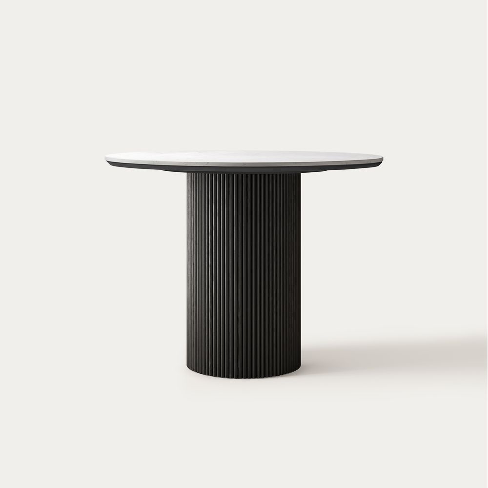 39 inch  Fluted Black Dining Table