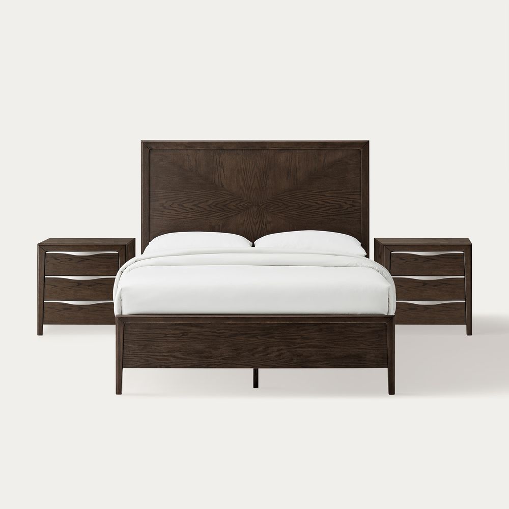 3-Piece Dark Brown Wooden Bedroom Set