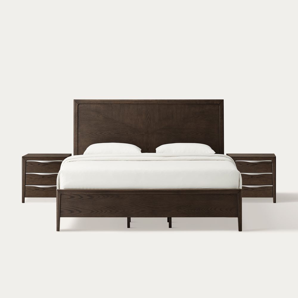 3-Piece Dark Brown Wooden Bedroom Set