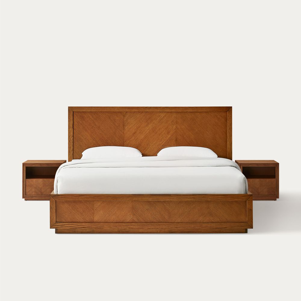 3-Piece Chevron Brown Wooden Bedroom Set