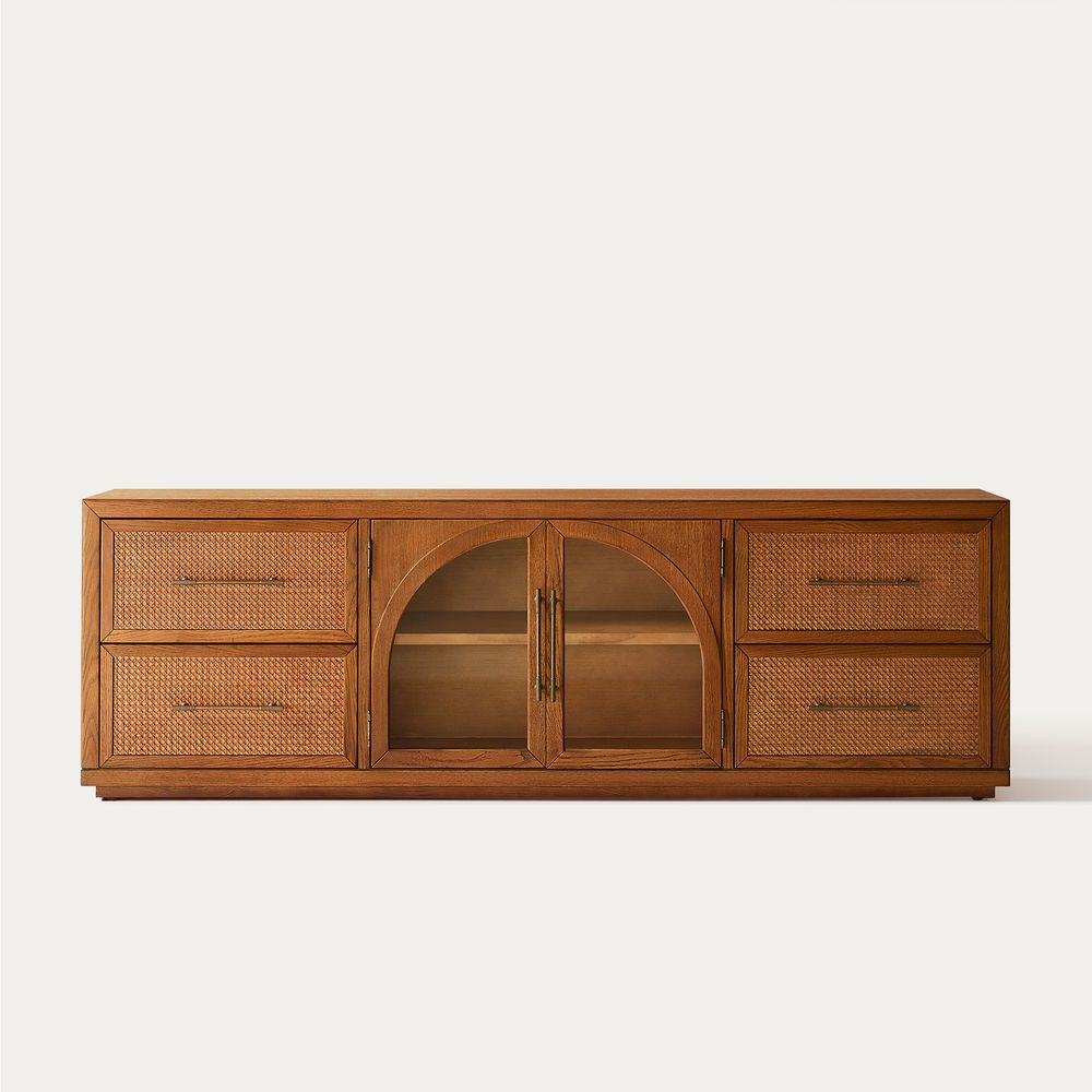 Reddish Brown Oak Arch TV Stand