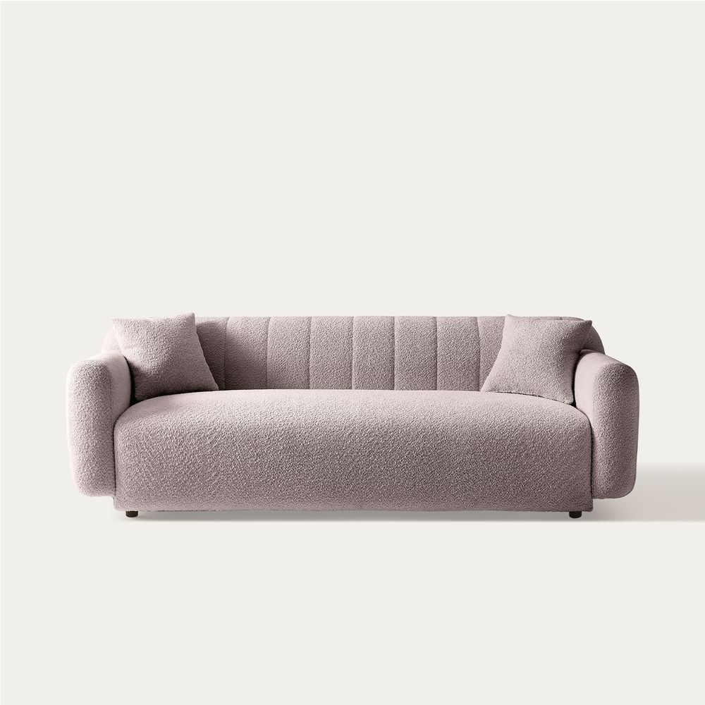 brown boucl sofa