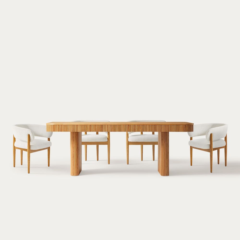 84 inch  Natural dining table set for 4