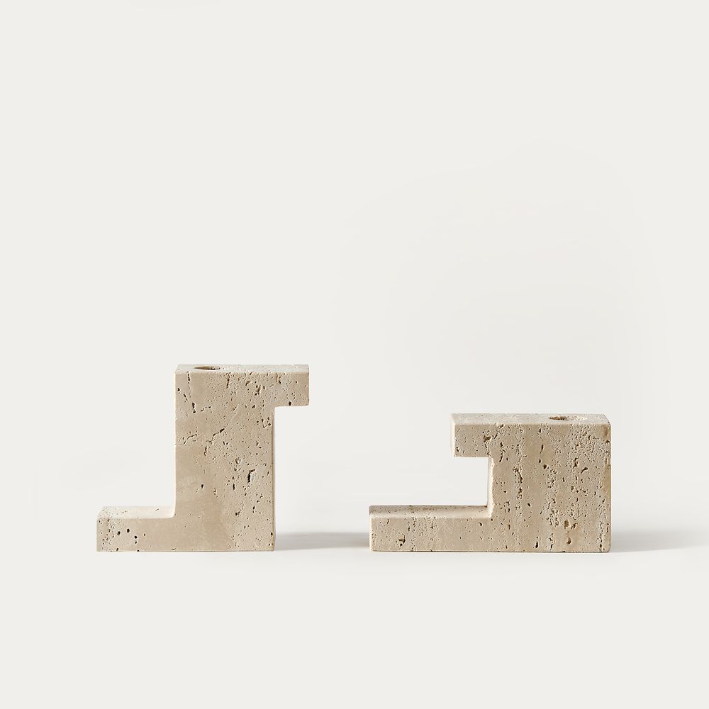 travertine candleholder sets