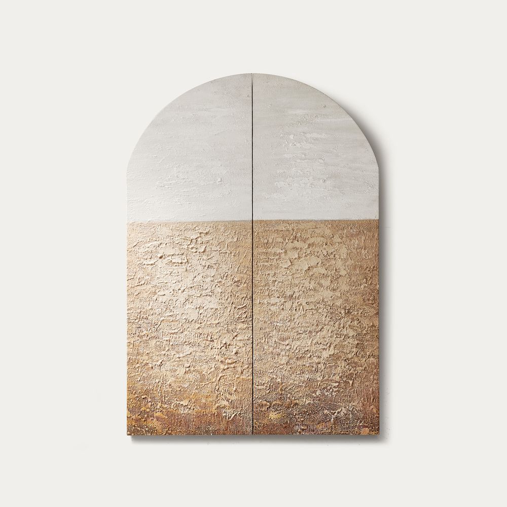 thick texture arched diptych hand painted wall art