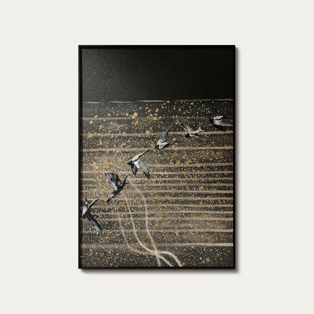 Swallows Hand Carved Relief