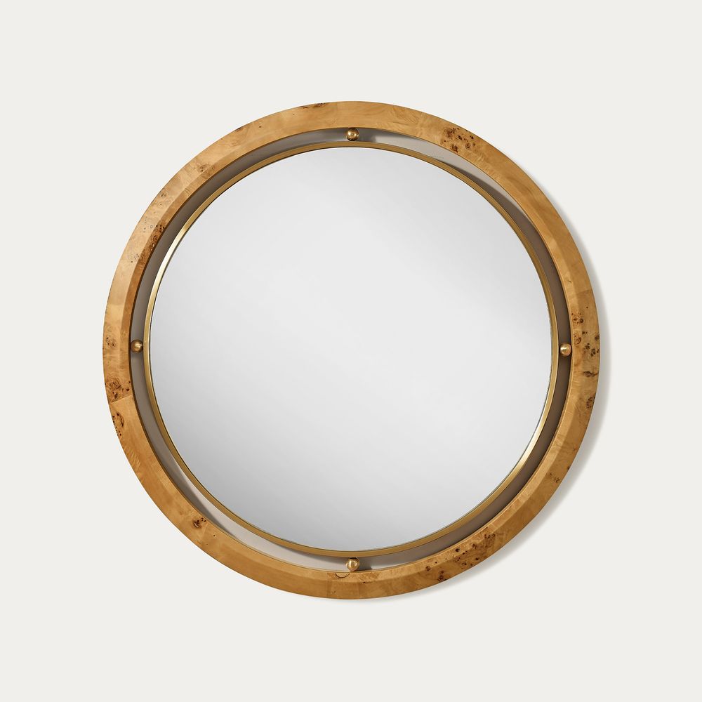 Burl Veneer Frame Wall Mirror