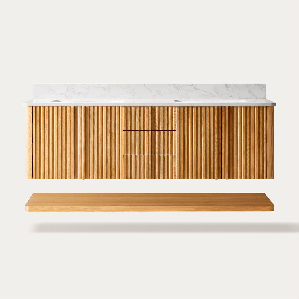 floating double vanity bathroom