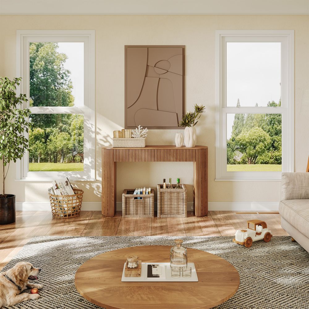 wood console table with drawers