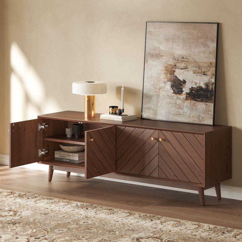 65 inch Walnut Solid Wood TV Stand