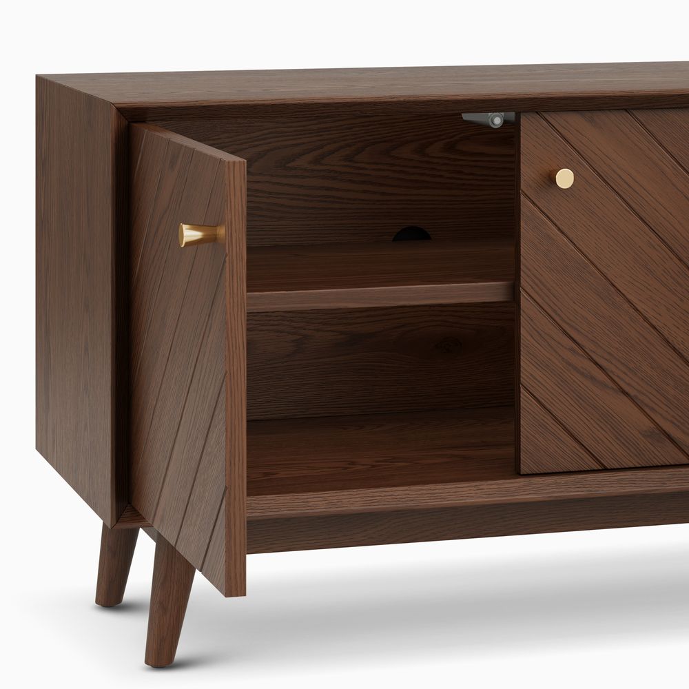 Ash Wood Finish of 65 inch Solid Wood TV Stand
