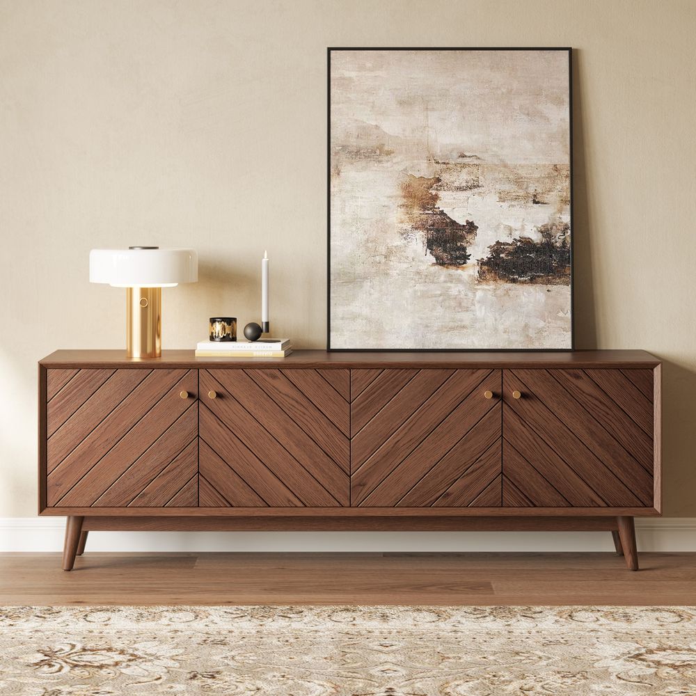 65 inch Solid Wood TV Stand with Cable Hole