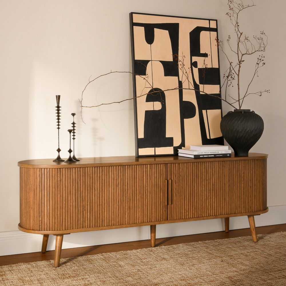 Oval Wooden TV Stand for Living Room