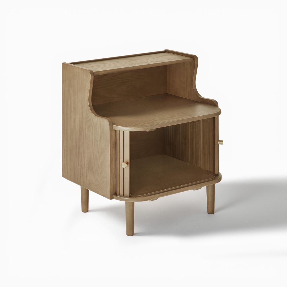 Side of Solid Wood Tambour Door Nightstand