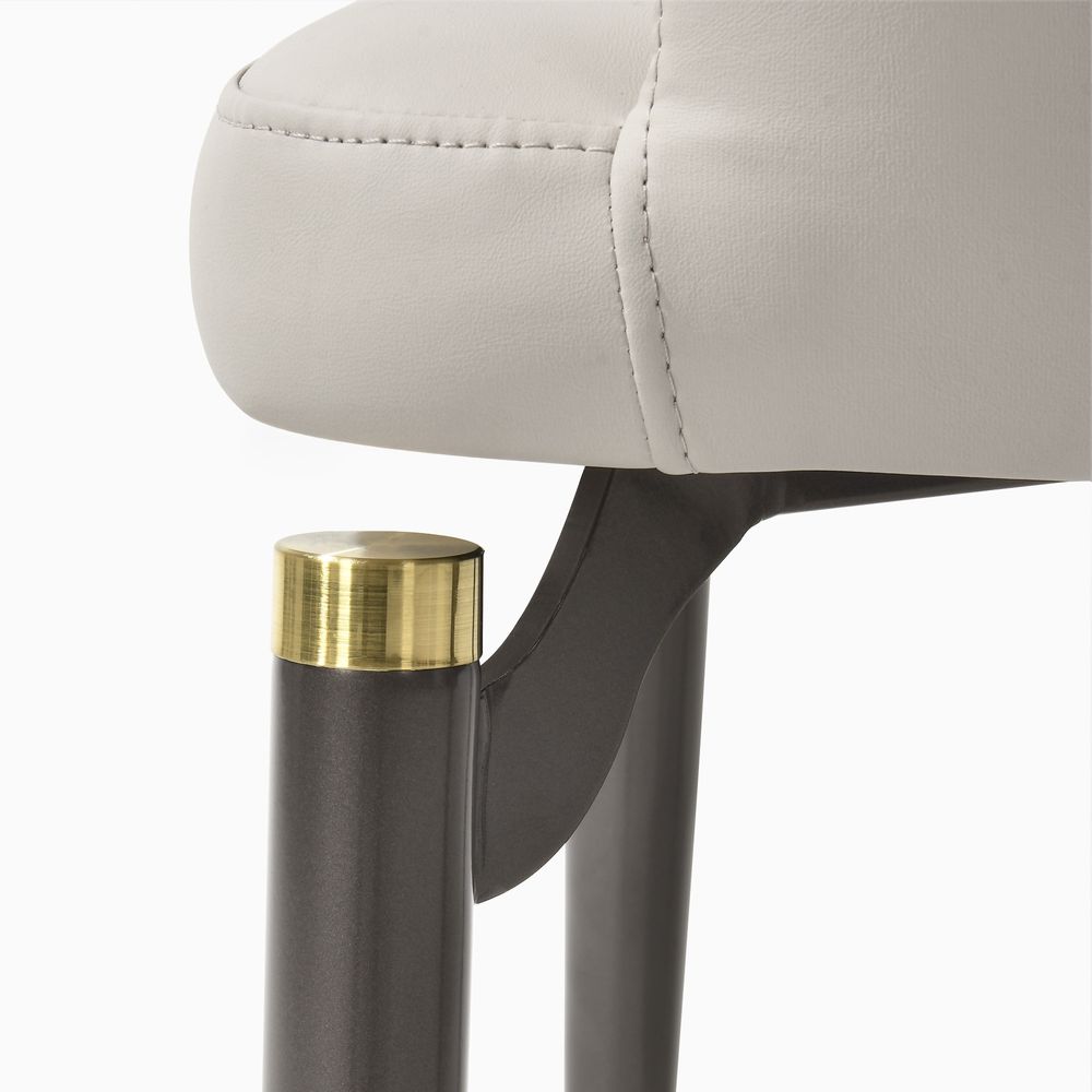 White Dining Chair with Stainless Steel Leg