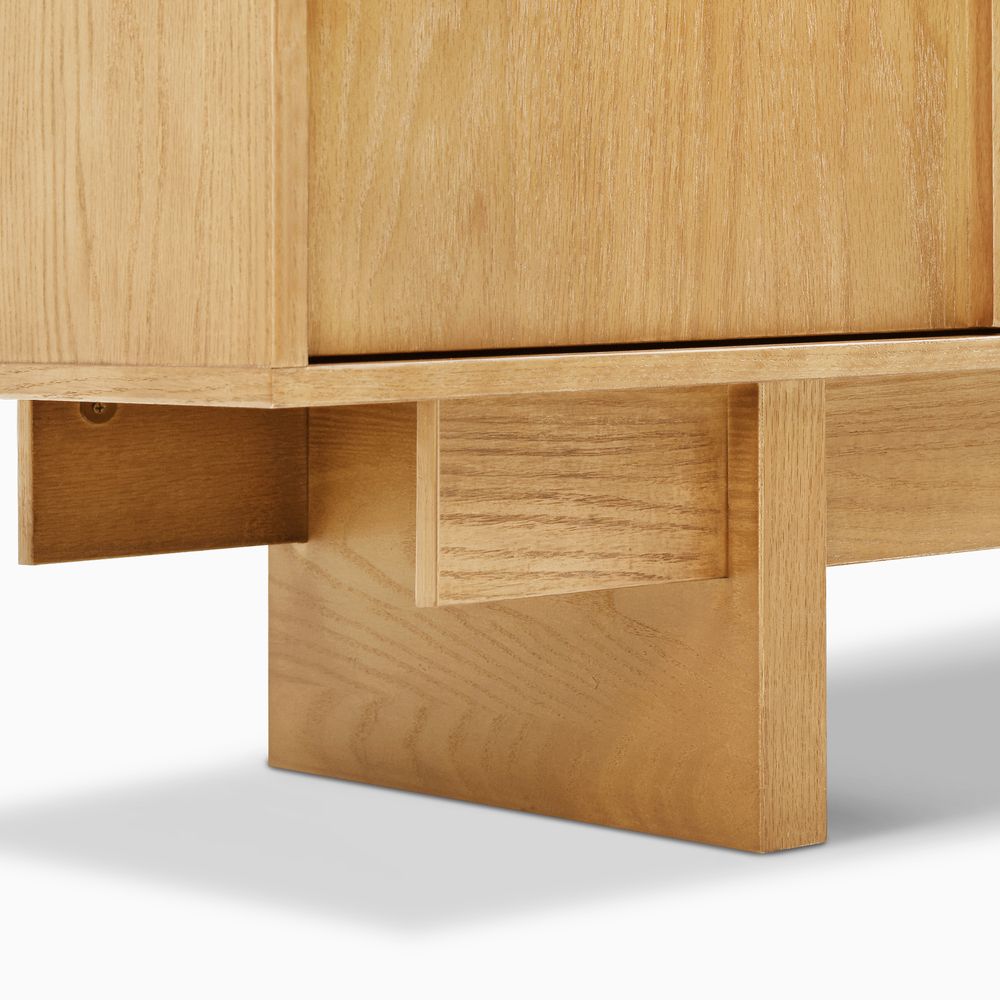 Natural credenza cabinet solid wood legs