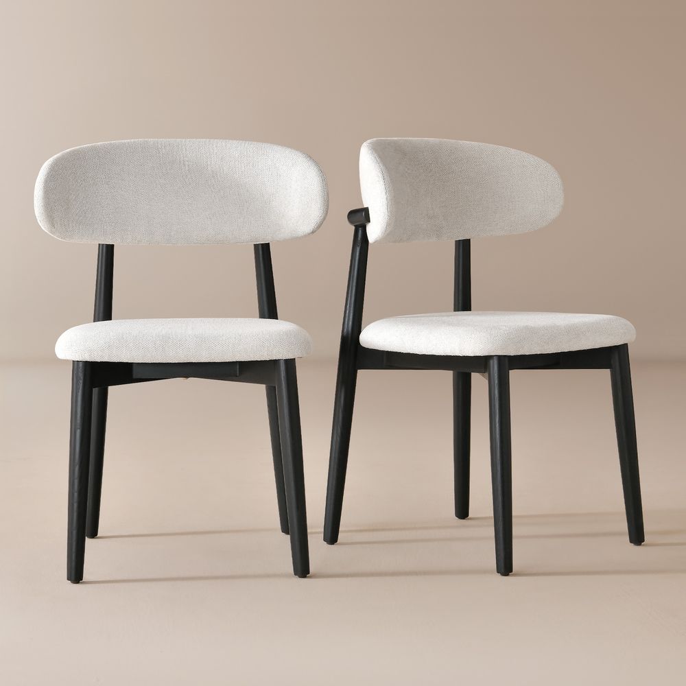 Black Ash Wood Dining Chair Set of 2