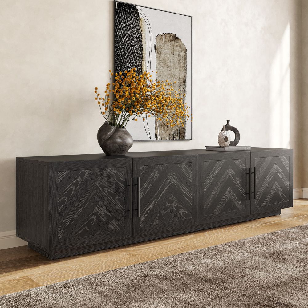 Chevron Wood TV Cabinet for Living Room