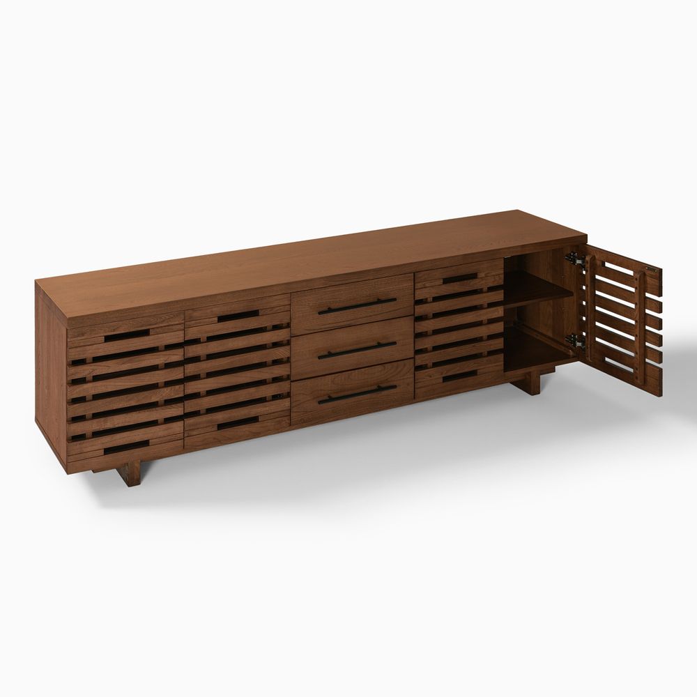 Side of Walnut Slatted TV Stand