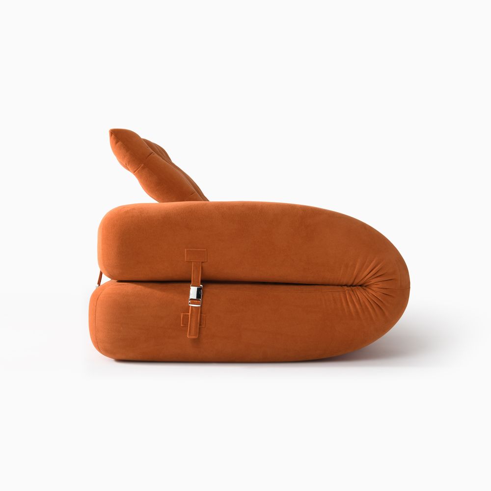 Orange skinfriendly velvet fabric sofa