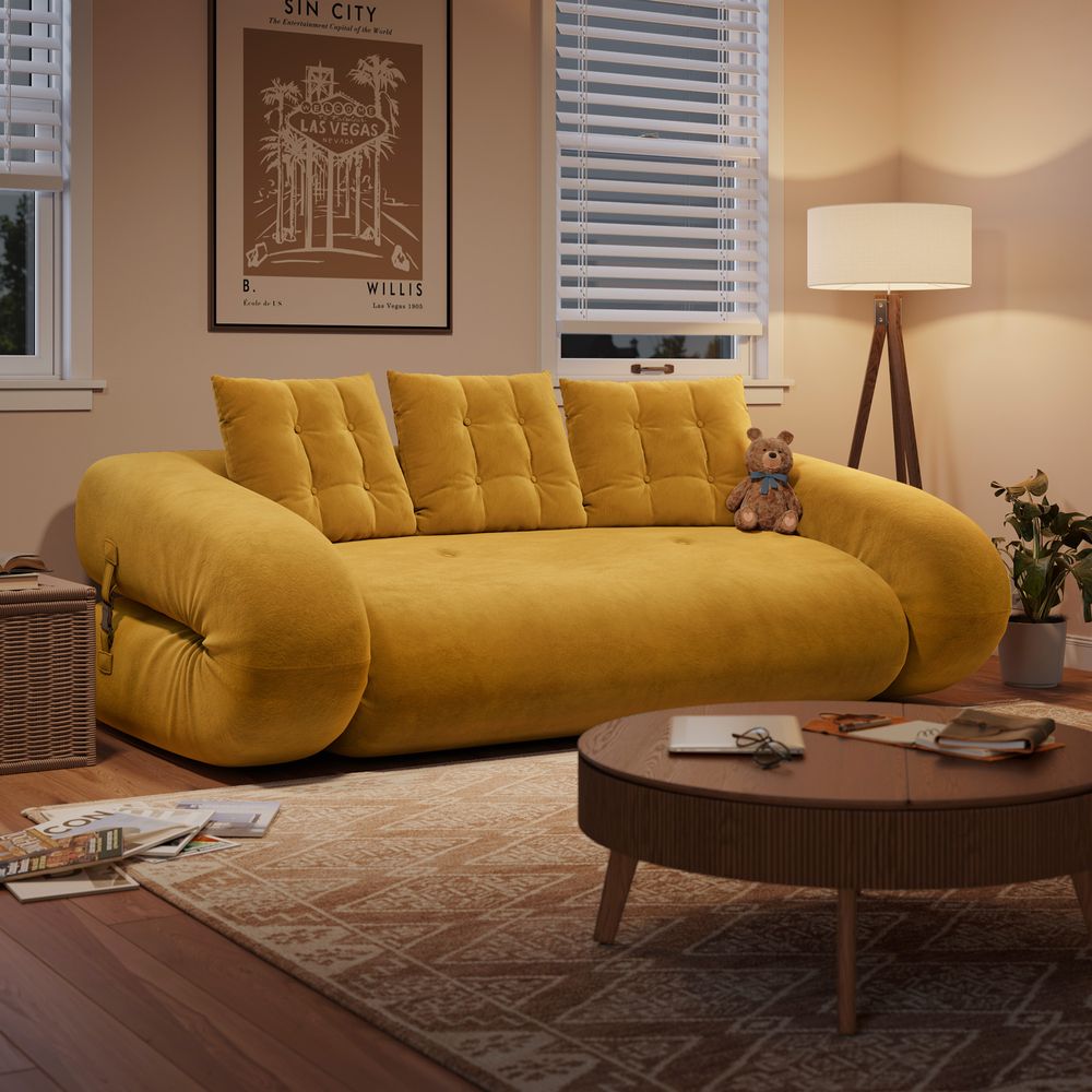 foldable yellow soa bed
