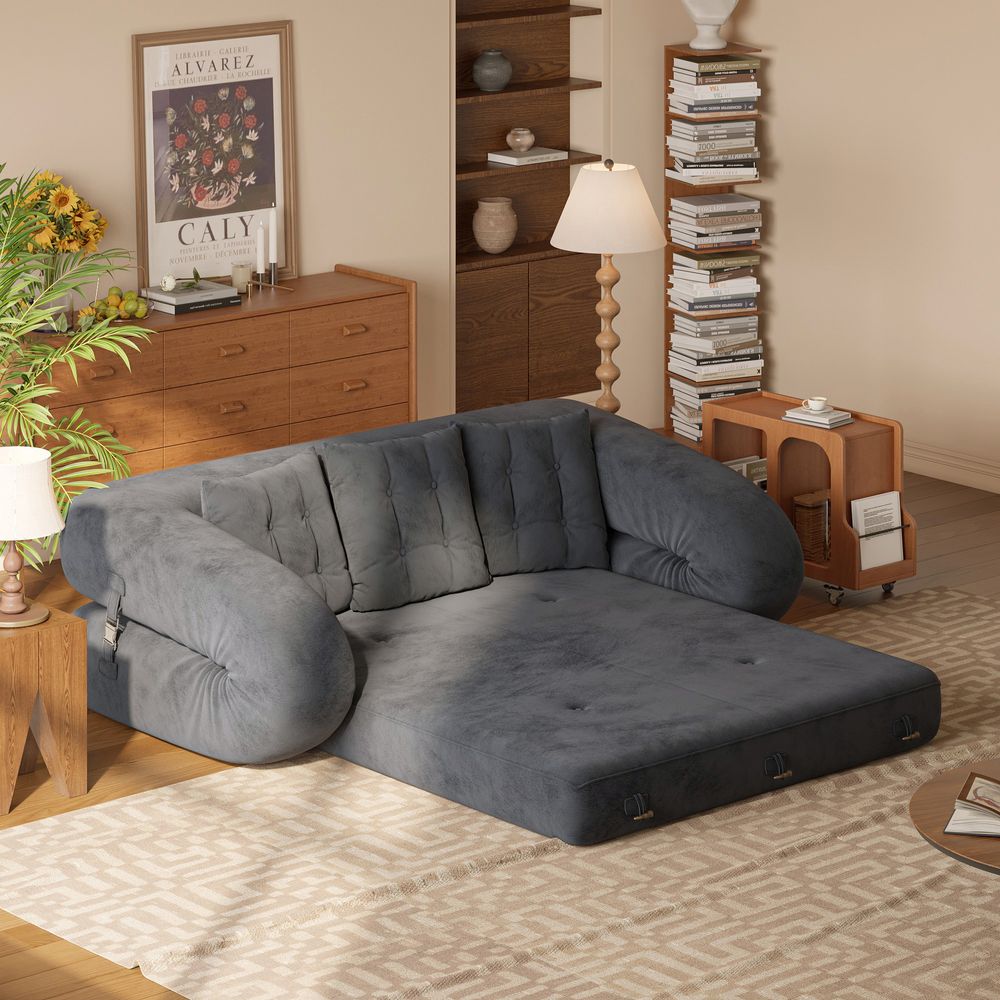 upholstered gray sofa bed