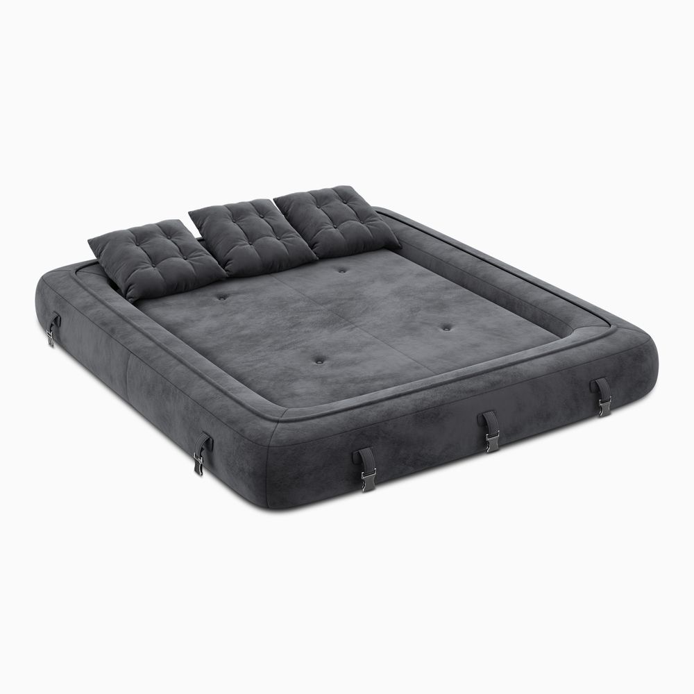 gray velvet sofa bed with durable latch