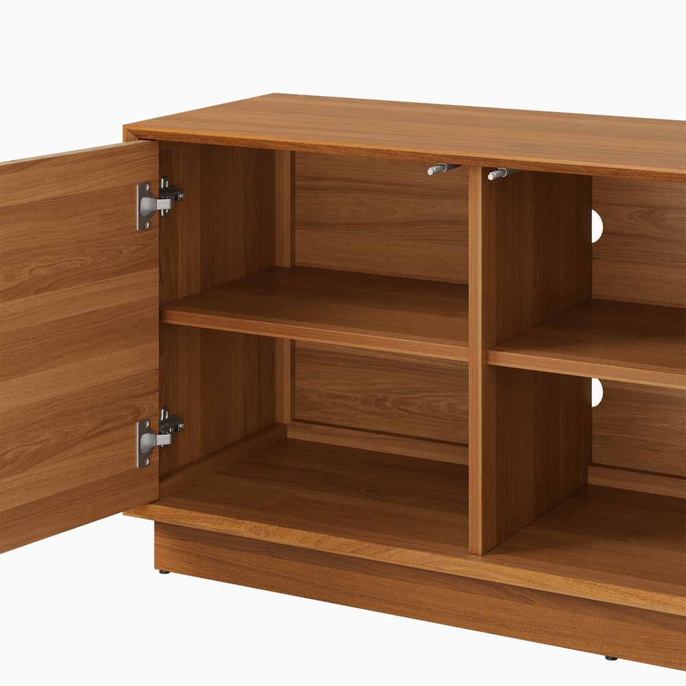 Adjustable Shelves of Burl Wood TV Stand