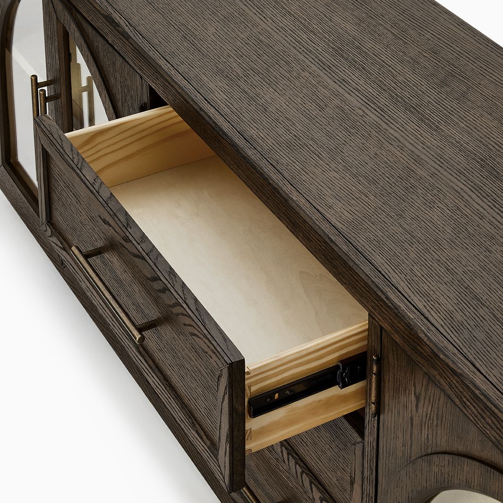 Drawer of Dark Brown Oak TV Cabinet