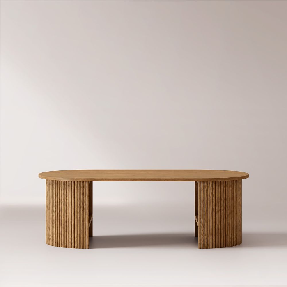Mid Century Modern Storage Oval Coffee Table