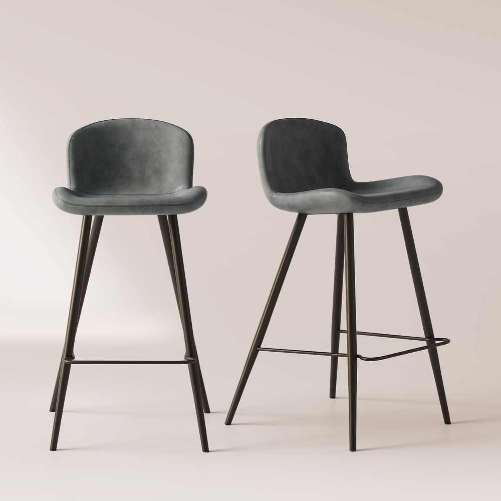 Set of 2 Gray Bar Stools