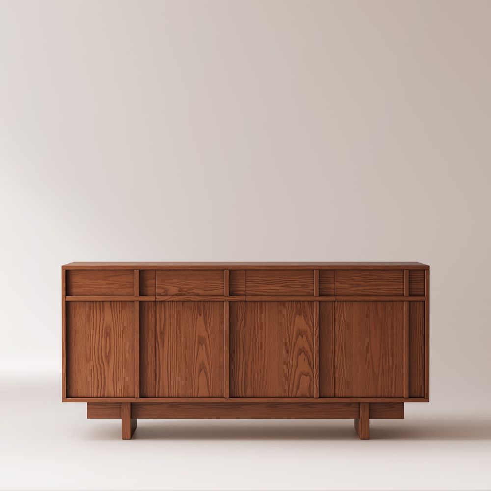 63 Inch Mid Century Walnut Sideboard