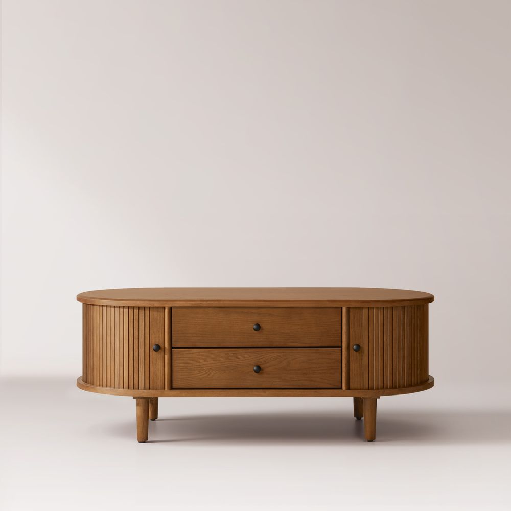 Modern Oval Solid Wood Coffee Table